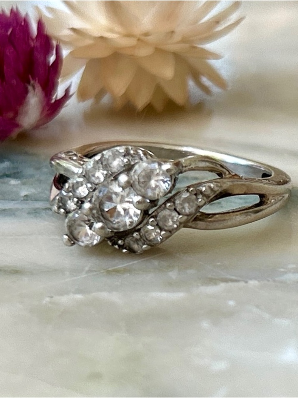 Triple Twist CZ Silver Ring